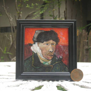 東澤雅晴のミニチュア絵画 ゴッホ 赤い自画像 模写一点モノ