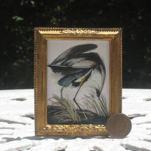 東澤雅晴のミニチュア絵画 鷺 模写一点モノ