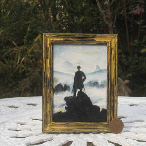 東澤雅晴のミニチュア絵画 フリードリッヒ 雲海の人 模写一点モノ