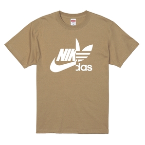 展示品 ナイダス Lサイズ Tシャツ サンドカーキ×ホワイト