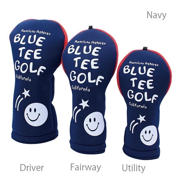 ◎『HC34タイプ』ブルーティーゴルフ【3PAネイビー:ストレッチスマイル 】3本セット販売(A)カバー HC-34 BLUE TEE GOLF 送料無料