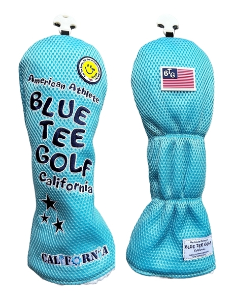 ■【FW:サックス】ブルーティーゴルフ【メッシュ スマイル】フェアウェイ用ヘッドカバー BLUE TEE GOLF DHC-007 送料無料