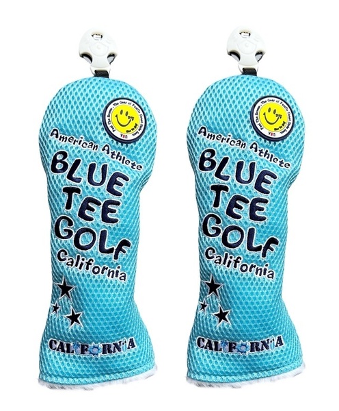 ■2本セット【UT:サックス】ブルーティーゴルフ【メッシュ スマイル】ユーティリティ用ヘッドカバー BLUE TEE GOLF DHC-007 送料無料