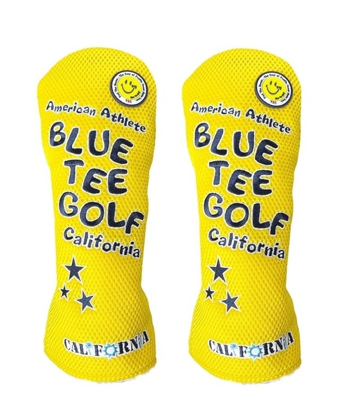 ■2本セット【UT:イエロー】ブルーティーゴルフ【メッシュ スマイル】ユーティリティ用ヘッドカバー BLUE TEE GOLF DHC-007 送料無料