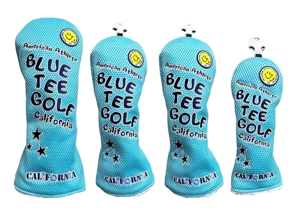 ■【4P:サックス】ブルーティーゴルフ【メッシュ スマイル】4本セット販売ヘッドカバー BLUE TEE GOLF DHC-007 送料無料