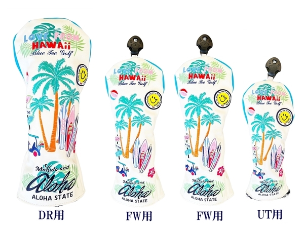 ■送料無料4P【2025ラブ フローム ハワイ Love From Hawaii】ブルーティーゴルフ 4本セット販売ヘッドカバー DHC-006 BLUE TEE GOLF