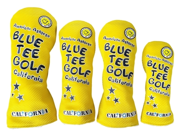 ■【4P:イエロー】ブルーティーゴルフ【メッシュ スマイル】4本セット販売ヘッドカバー BLUE TEE GOLF DHC-007 送料無料