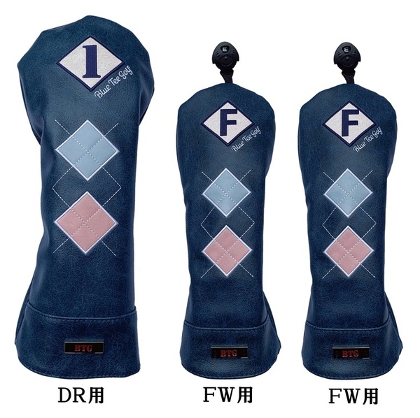 ▲【3PB-ネイビー】ブルーティーゴルフ【アーガイル - Classic クラシックモデル】3本セット販売(B)ヘッドカバー CHC-03 送料無料