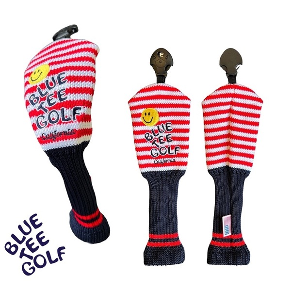 ■1-1【レッド・ネイビ】ブルーティーゴルフ 【Newカリフォルニアストライプ】ユーティリティ用ヘッドカバー CAUT1 BLUE TEE GOLF 送料無料