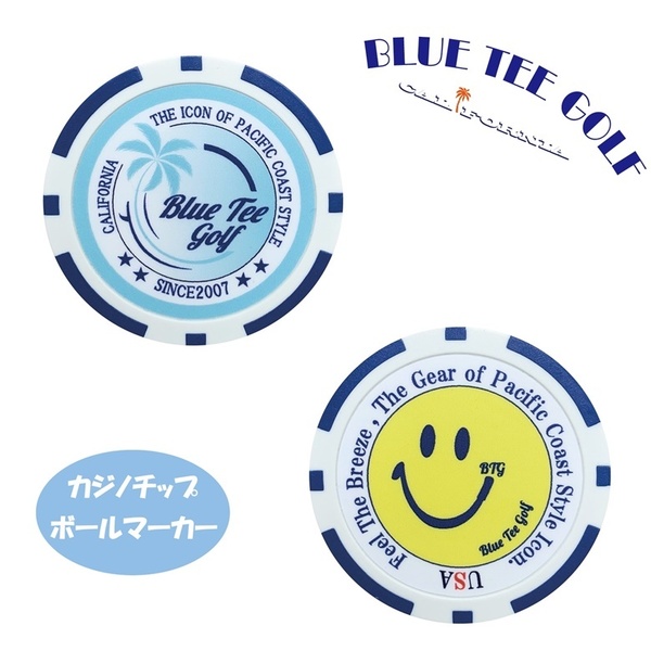 ★9:送料無料【BTGサーフ・ビッグスマイル】ブルーティーゴルフ 【 ネイビー:カジノチップ ボールマーカー】BLUE TEE GOLF CCP-002