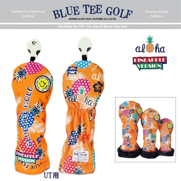 □送料無料 UT-OR ブルーティーゴルフ 【ポップン パイン:オレンジ】ユーティリティ用ヘッドカバー BLUE TEE GOLF PHC-03