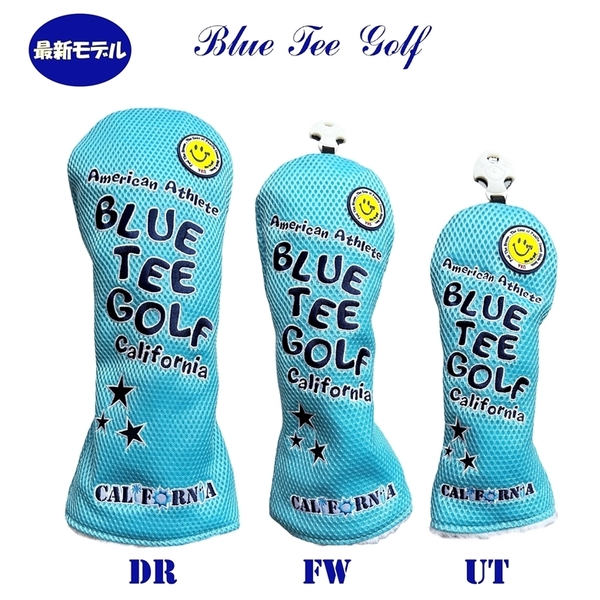 ■【3PA:サックス】ブルーティーゴルフ【メッシュ スマイル】3本セット(A)ヘッドカバー BLUE TEE GOLF DHC-007 送料無料