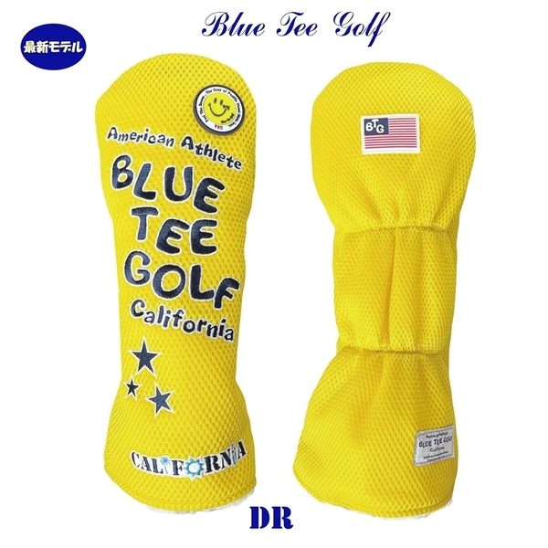 ■【FW:イエロー】ブルーティーゴルフ【メッシュ スマイル】フェアウェイ用ヘッドカバー BLUE TEE GOLF DHC-007 送料無料