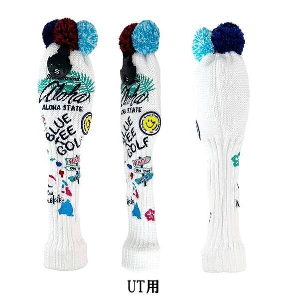 ■【UT:ホワイト】ブルーティーゴルフ【ニット アロハ オン ザ ビーチ】ユーティリティ用ヘッドカバー BLUE TEE GOLF NALO1 送料無料