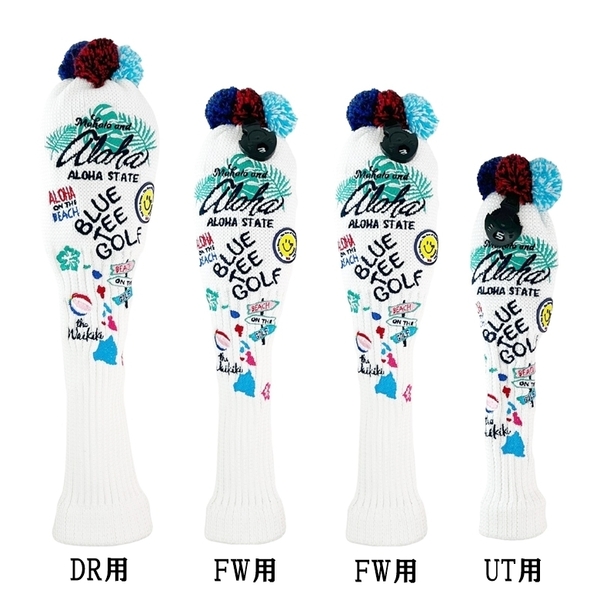 ■②【4P:ホワイト】ブルーティーゴルフ【アロハ オン ザ ビーチ(KNIT)】4本セットヘッドカバー BLUE TEE GOLF NALO1 送料無料