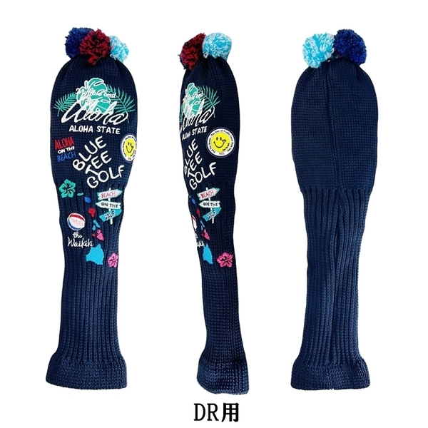 ■②【DR:ネイビー】ブルーティーゴルフ【アロハ オン ザ ビーチ(KNIT)】ドライバー用ヘッドカバー BLUE TEE GOLF NALO1 送料無料