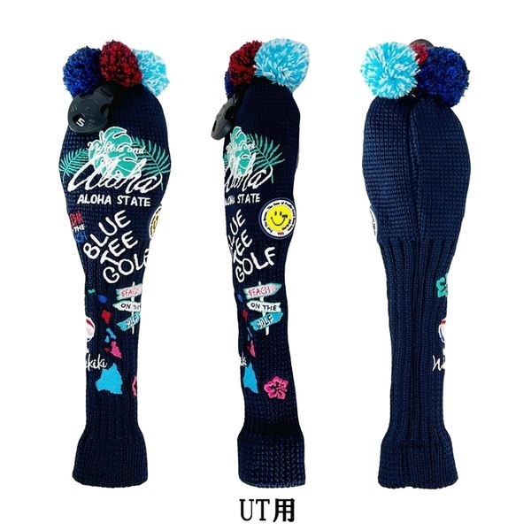 ■②【UT:ネイビー】ブルーティーゴルフ【アロハ オン ザ ビーチ(KNIT)】ユーティリティ用ヘッドカバー BLUE TEE GOLF NALO1 送料無料