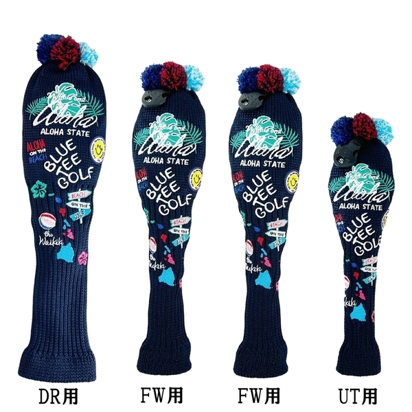 ■②【4P:ネイビー】ブルーティーゴルフ【アロハ オン ザ ビーチ(KNIT)】4本セットヘッドカバー BLUE TEE GOLF NALO1 送料無料