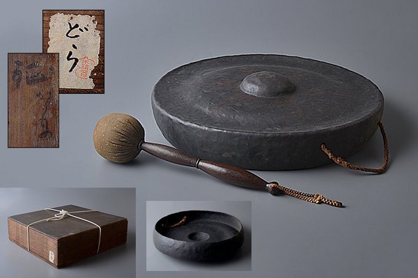 南蛮銅鑼 渡来品】 撥付き 蔵出骨董 17~18世紀 体鳴楽器 K1105B