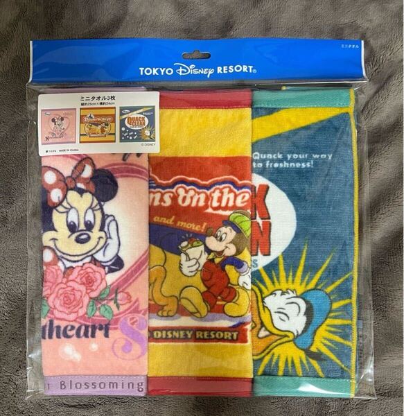 東京ディズニーリゾートのミニタオル3枚セット TDR ウォッシュタオル ディズニー ミッキーマウス TDR ウォッシュタオル