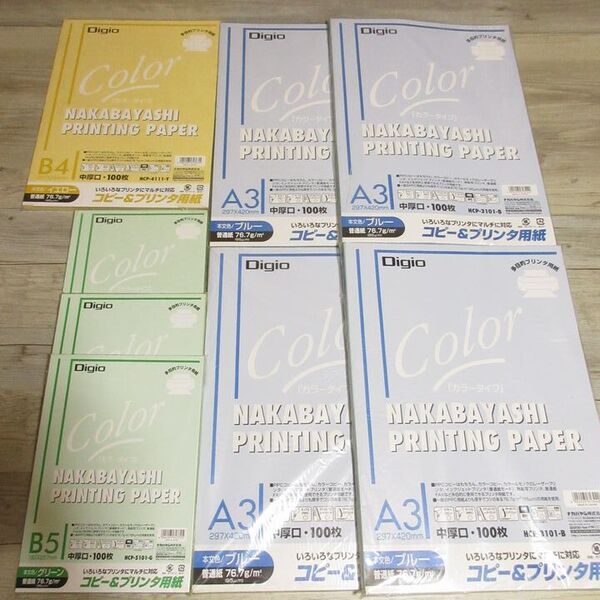 各 100枚入×8袋セット★ナカバヤシ コピー&プリンタ用紙 カラータイプ A3/B4/B5 Nakabayashi コピー用紙 中厚口 マルチ 多目的 プリンタ