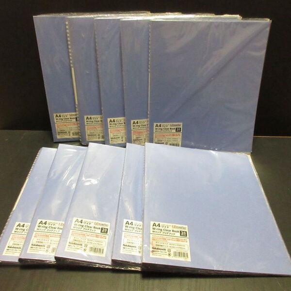 10冊セット★A4 ワイド 20ポケット ナカバヤシ Nakabayashi Wリング クリアブック スクラップ 切抜き たっぷり整理 収納 CB1131-5 ①