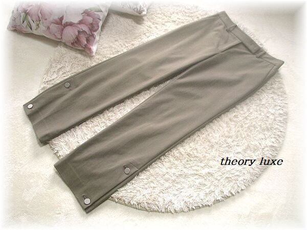 送料無料*セオリーリュクス/theory luxe*裾元ボタンデザインクロップドパンツ/ストレッチ素材/コットンナイロン/ウォッシャブル/036
