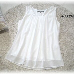送料無料*エムプルミエ/M-PREMIER*小さいサイズ34p*シフォン重ねプルオーバートップス/ノースリーブ