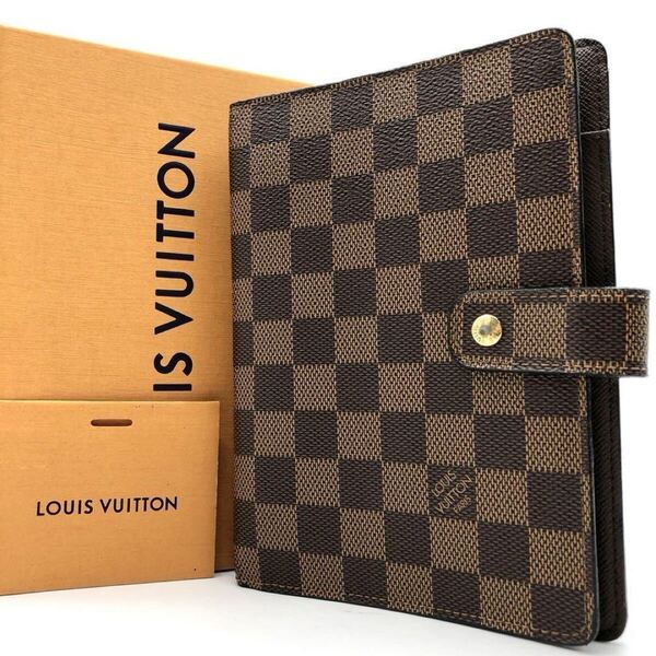 美品 高級/大人気 LOUIS VUITTON ルイヴィトン アジェンダMM 手帳 カバー ダミエ エベヌ レザー ブラウン ユニセックス