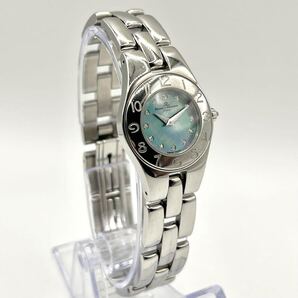 Baume&Mercier ボーム&メルシー リネア ダイヤ 12P 青文字盤 シルバー シェル レディース クォーツ 不動 クリーニング済み