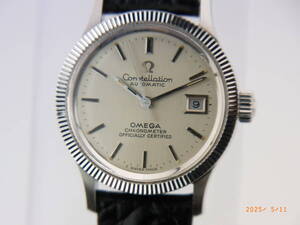 OH/ポリッシュ済)Omega Constellation オメガ コンステレーション レディース WGコインベゼル 568.016 Cal682 自動巻 美品