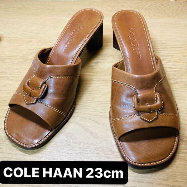 COLE HAAN 6B 23cm ブラウンレザー ミュール サンダル Country