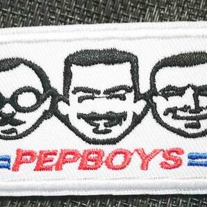 《白長方PBS叔父3人組》新品アメリカPep Boys Auto Repair, Service, Maintenance Tires刺繍ワッペン◆自動車 修理 モータースポーツ