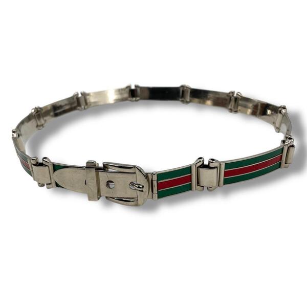 美品 激レア GUCCI グッチ シェリーライン ベルト メタル シルバー金具