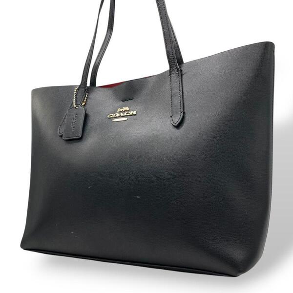 コーチ トートバッグ 黒 A4収納 ビジネストート レザー COACH s45