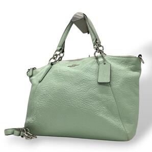 コーチ ハンドバッグ 2way 緑 レザー ペブルドレザー COACH s81
