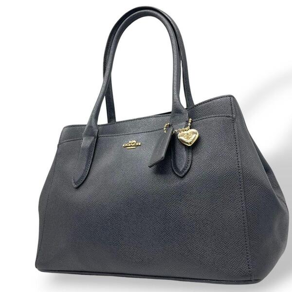 美品 コーチ ハンドバッグ ベイリーキャリーオール ネイビー coach s95