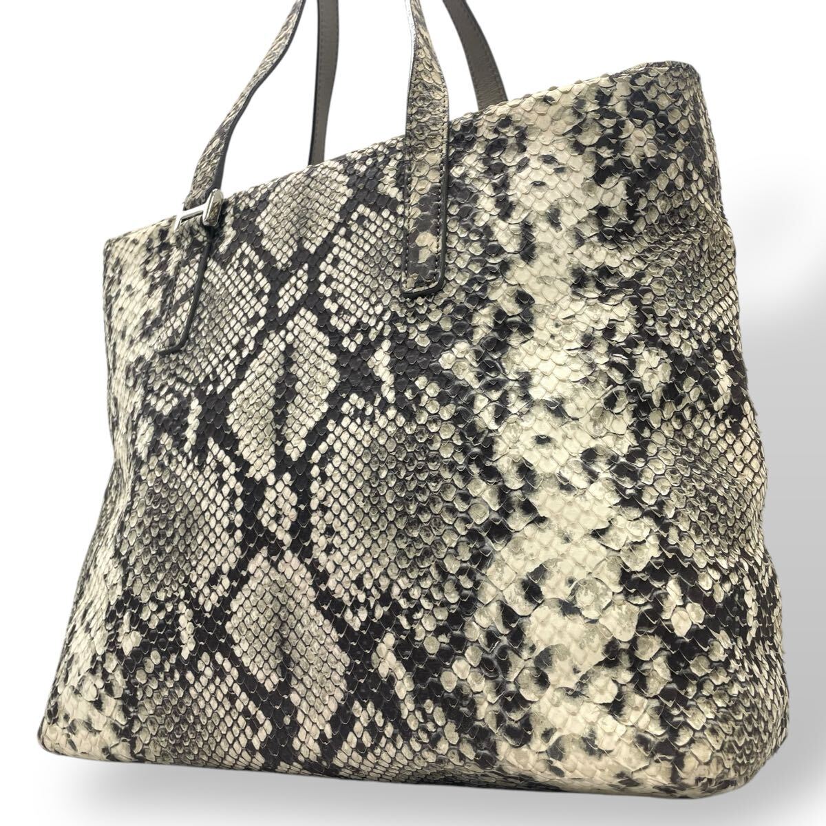 新品未使用✨ HIROFU ヒロフ パイソン柄 トートバッグ ヌーヴォラ】レザートートバッグ L 本革 A4サイズ ビジネス