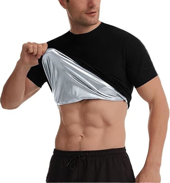【Lサイズ】 半袖 Tシャツ サウナ スーツ メンズ ダイエット 洗濯可 大量 発汗 効率 ランニング ウォーキング