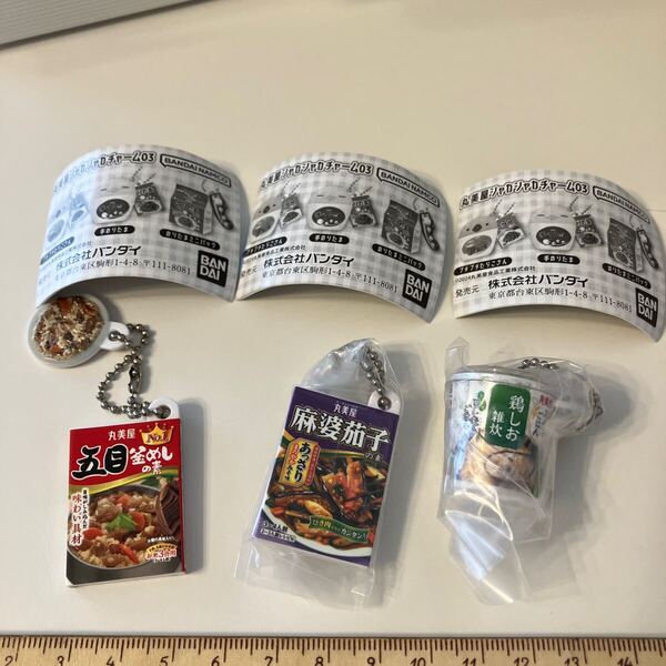 食玩 ミニチュア◆丸美屋 シャカシャカチャーム 03 3種 五目釜飯・麻婆茄子・鶏しお雑炊 カプセルトイ ガチャ詰めポーチ ドールハウス