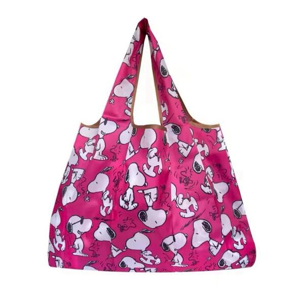 【新品未使用】エコバッグ SNOOPY スヌーピー マイバッグ 大容量 ピンク コンパクト 軽量 折りたたみ おしゃれ 買い物袋 手提げ袋
