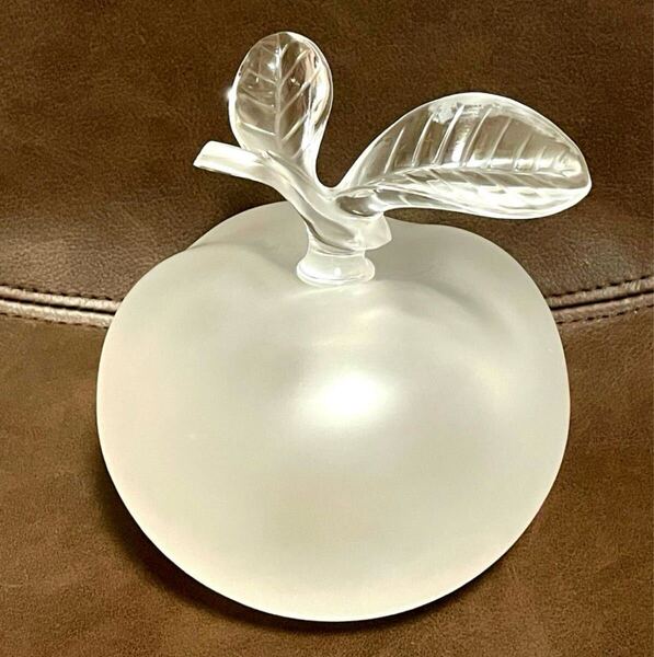 フランス Lalique ラリック クリスタルガラス『Grande Pomme』香水瓶 特大リンゴ型パフュームボトル オブジェ 直径12.5cm