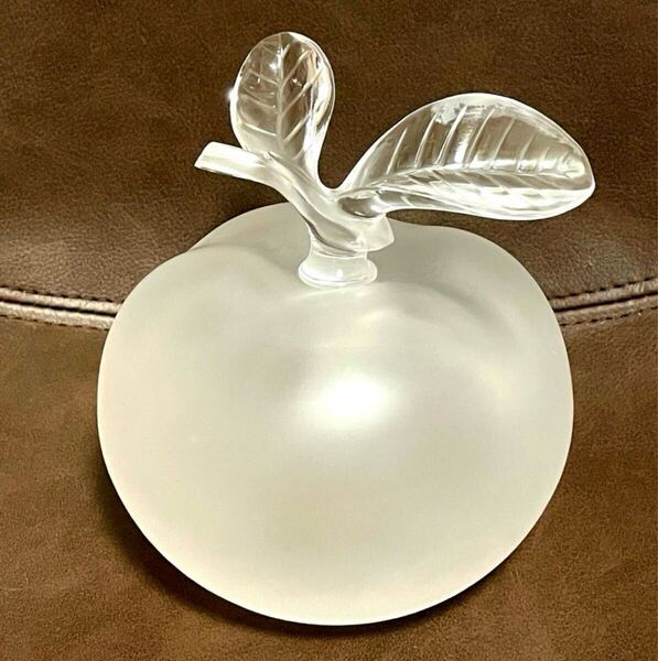 フランス Lalique ラリック クリスタルガラス『Grande Pomme』香水瓶 特大リンゴ型パフュームボトル オブジェ 直径12.5cm