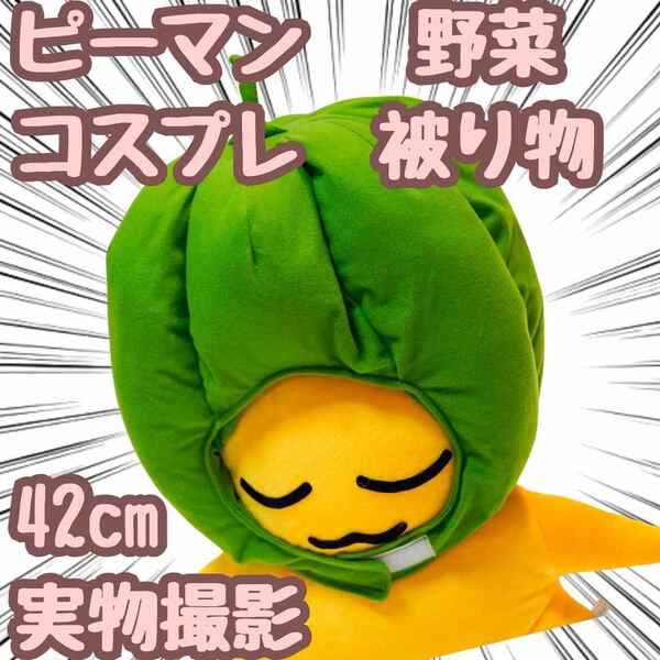 ピーマン 野菜 コスプレ 被り物 ぬいぐるみ 帽子 42cm【残5限定】