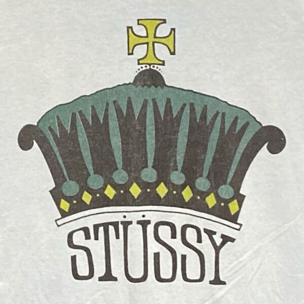 希少★レアカラー★レアプリント★80s USA製 OLD STSSY クラウンクロス 最初期ショーンフォント黒タグ ビンテージ Tシャツ ヴィンテージ L