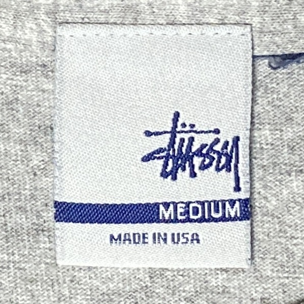 90s USA製 OLD Stussy ショーンフォントロゴ 旧銀タグ ビンテージ Tシャツ 杢グレー アメリカ製 オールドサーフ オールドスケート US古着