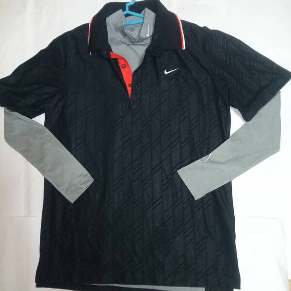 ナイキゴルフ NIKE GOLF メンズ ゴルフウェア ポロシャツ 総柄 ブラック レッド 半袖 ロゴプリント インナー セット ストレッチ