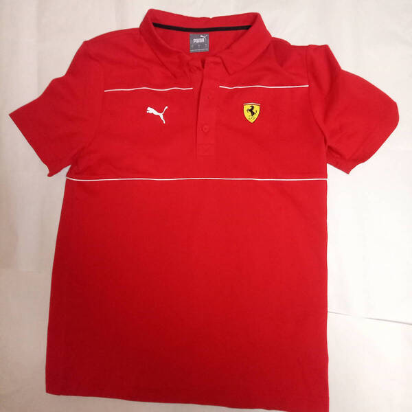 US サイズS メンズ PUMA×Ferrari プーマ フェラーリ オフィシャルコラボ メンズ ポロシャツ 赤 レッド ワッペン 刺繍 サイズM サイズL