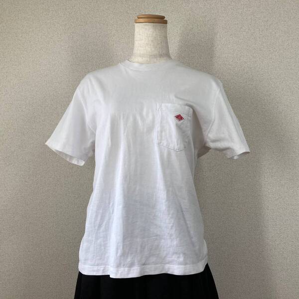 【ダントン】Tシャツ カットソー トップス 白 36 ワンポイント 綿 Danton