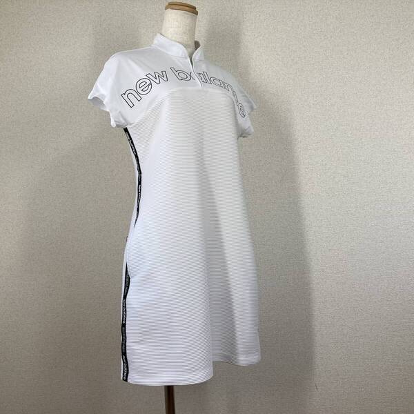 【ニューバランス】ゴルフウェア ワンピース 白 1 美品 ストレッチ ハーフジップ 吸水速乾 半袖 ミニ Y2K フェアリーグランジ